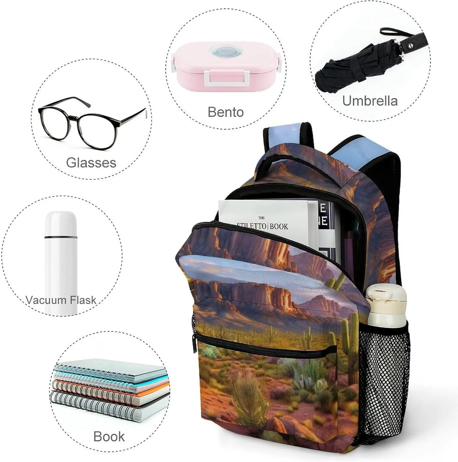 Backpacks Cactus Landscape Travel Bag Laptop Backpack Casual Daypack for Weekender Business Hiking