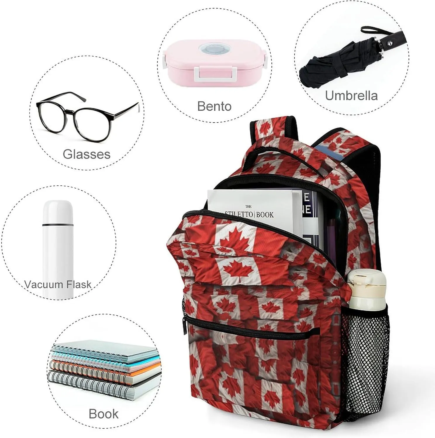 Backpacks Canadian Flag Travel Bag Laptop Backpack Casual Daypack for Weekender Business Hiking