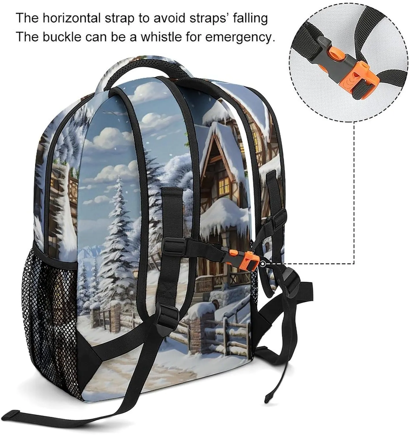 Backpacks Christmas Winter Happy Scene Travel Bag Laptop Backpack Casual Daypack for Weekender Business Hiking