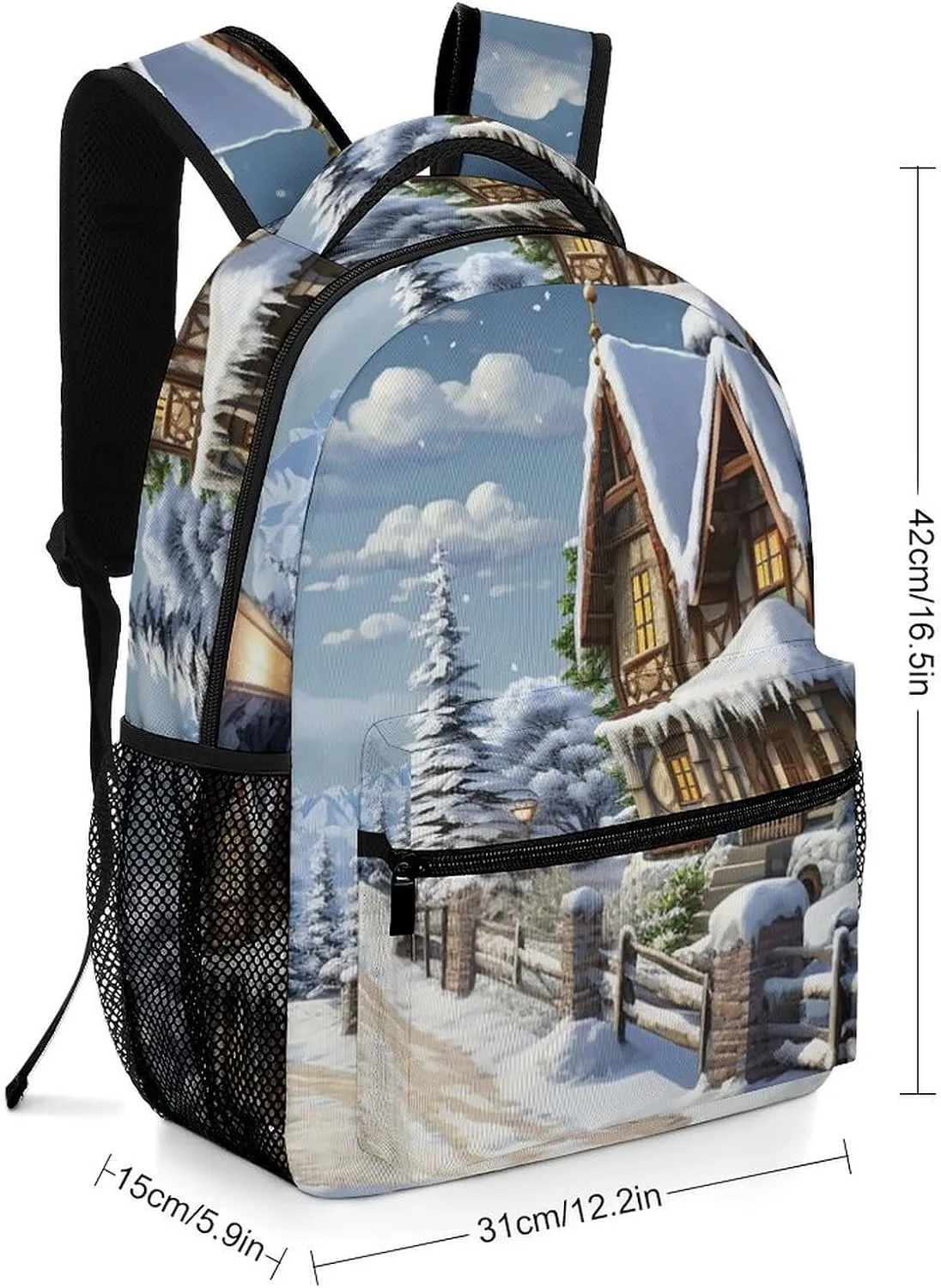 Backpacks Christmas Winter Happy Scene Travel Bag Laptop Backpack Casual Daypack for Weekender Business Hiking