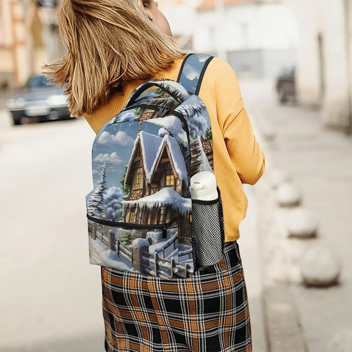 Backpacks Christmas Winter Happy Scene Travel Bag Laptop Backpack Casual Daypack for Weekender Business Hiking