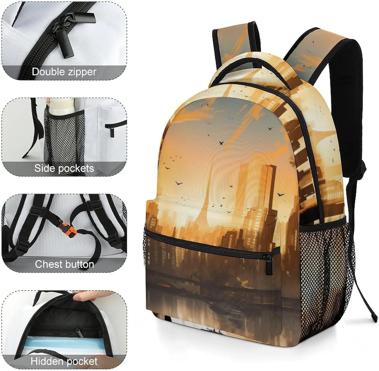 Backpacks City Landscape Travel Bag Laptop Backpack Casual Daypack for Weekender Business Hiking