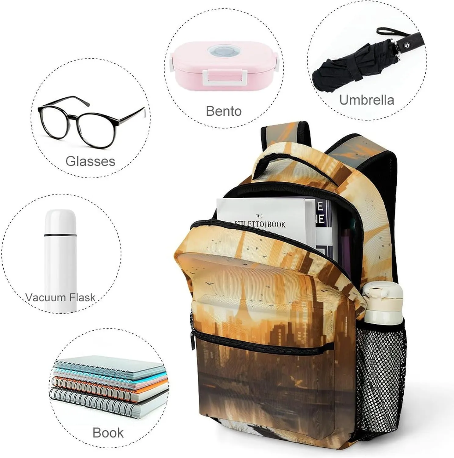 Backpacks City Landscape Travel Bag Laptop Backpack Casual Daypack for Weekender Business Hiking