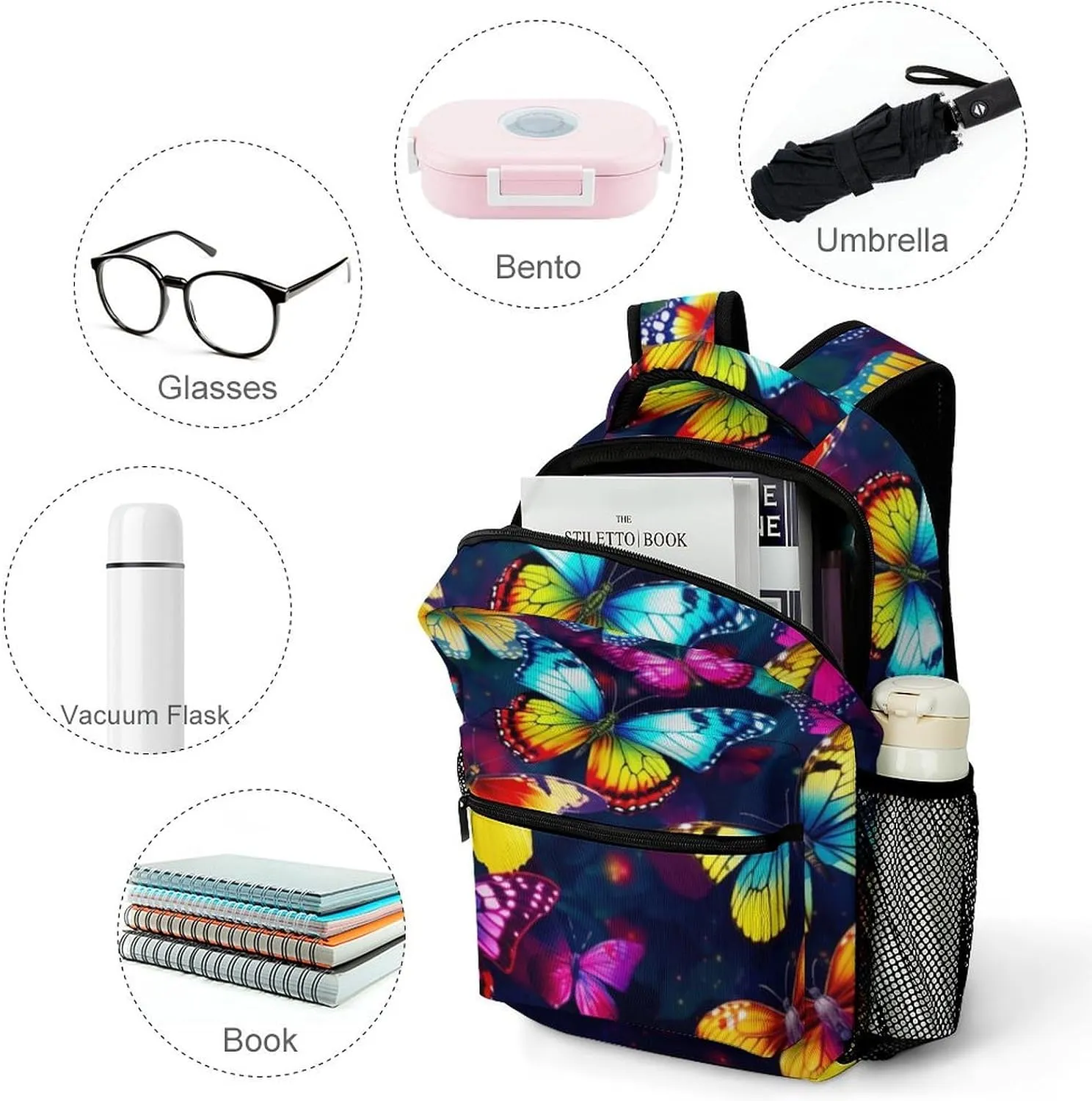 Backpacks Colorful Butterflies Travel Bag Laptop Backpack Casual Daypack for Weekender Business Hiking
