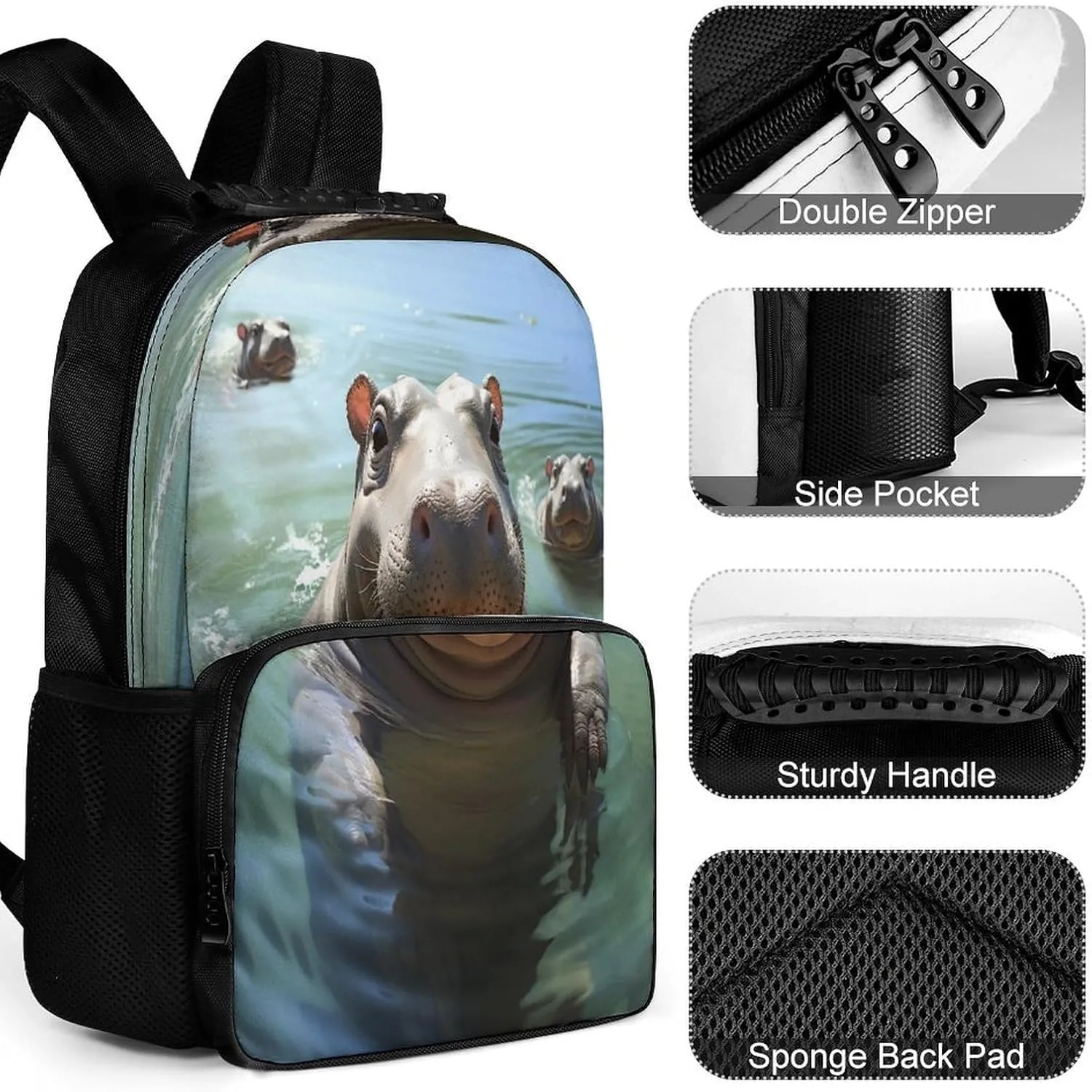 Backpacks Cute Hippos Travel Bag Business Work Laptop Backpack