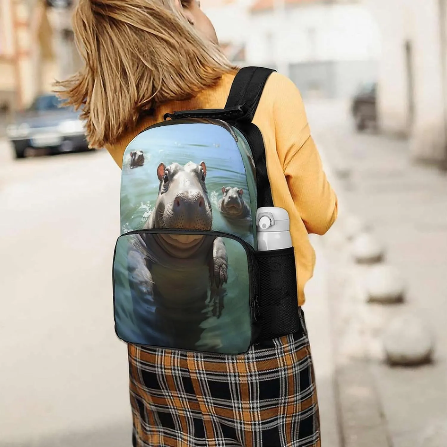 Backpacks Cute Hippos Travel Bag Business Work Laptop Backpack