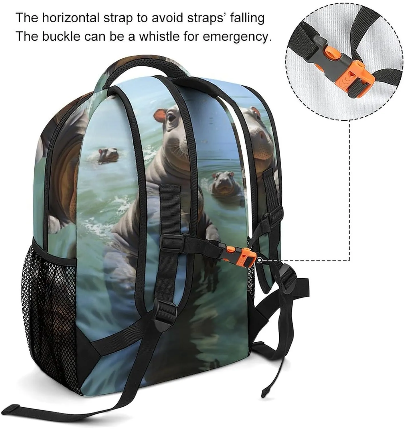 Backpacks Cute Hippos Travel Bag Laptop Backpack Casual Daypack for Weekender Business Hiking
