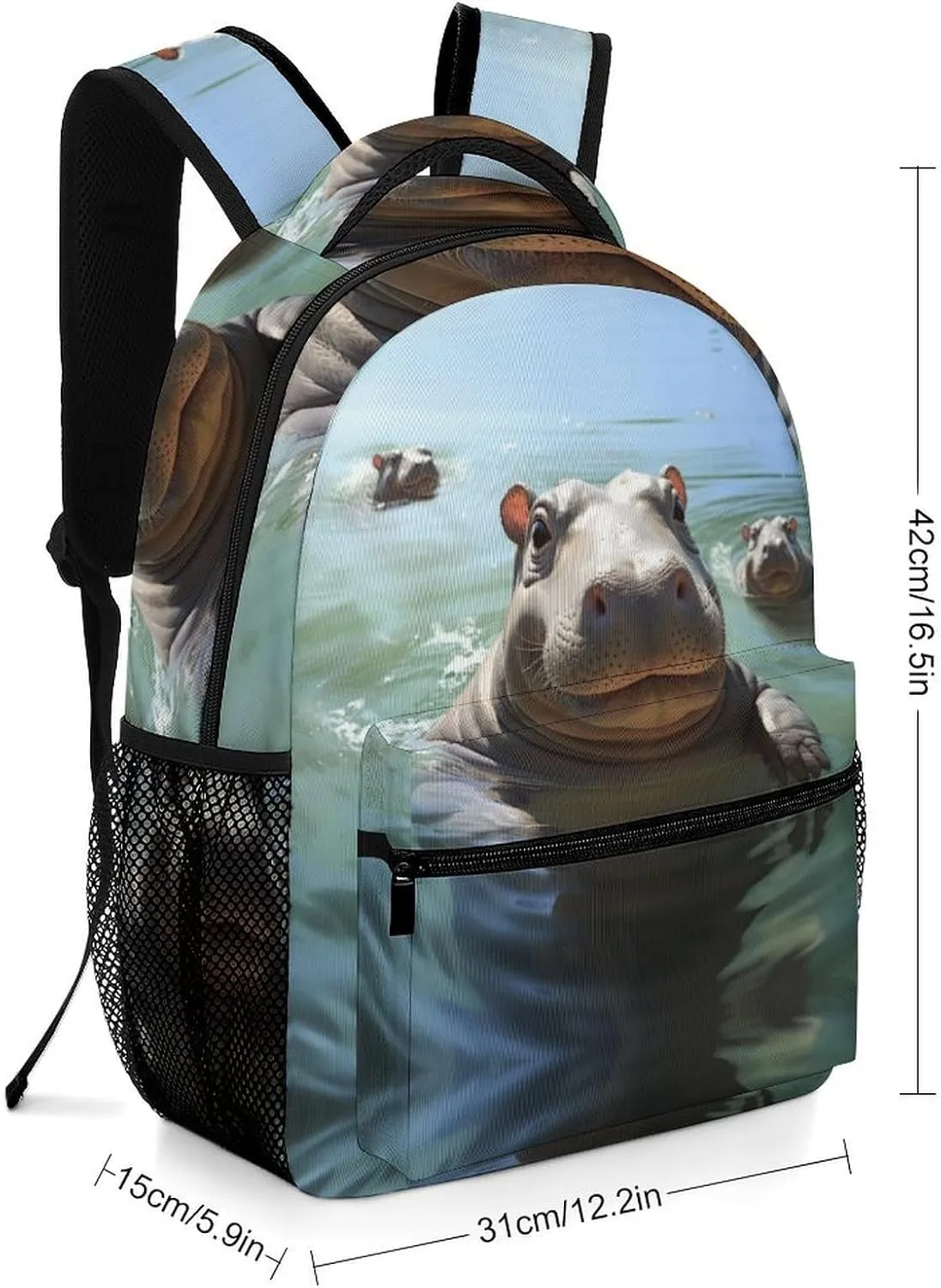 Backpacks Cute Hippos Travel Bag Laptop Backpack Casual Daypack for Weekender Business Hiking
