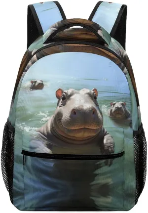 Backpacks Cute Hippos Travel Bag Laptop Backpack Casual Daypack for Weekender Business Hiking