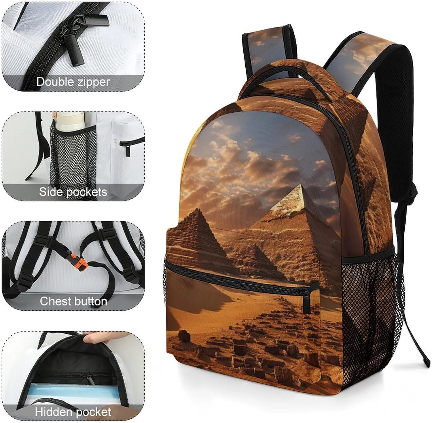 Backpacks Egyptian Pyramids Travel Bag Laptop Backpack Casual Daypack for Weekender Business Hiking