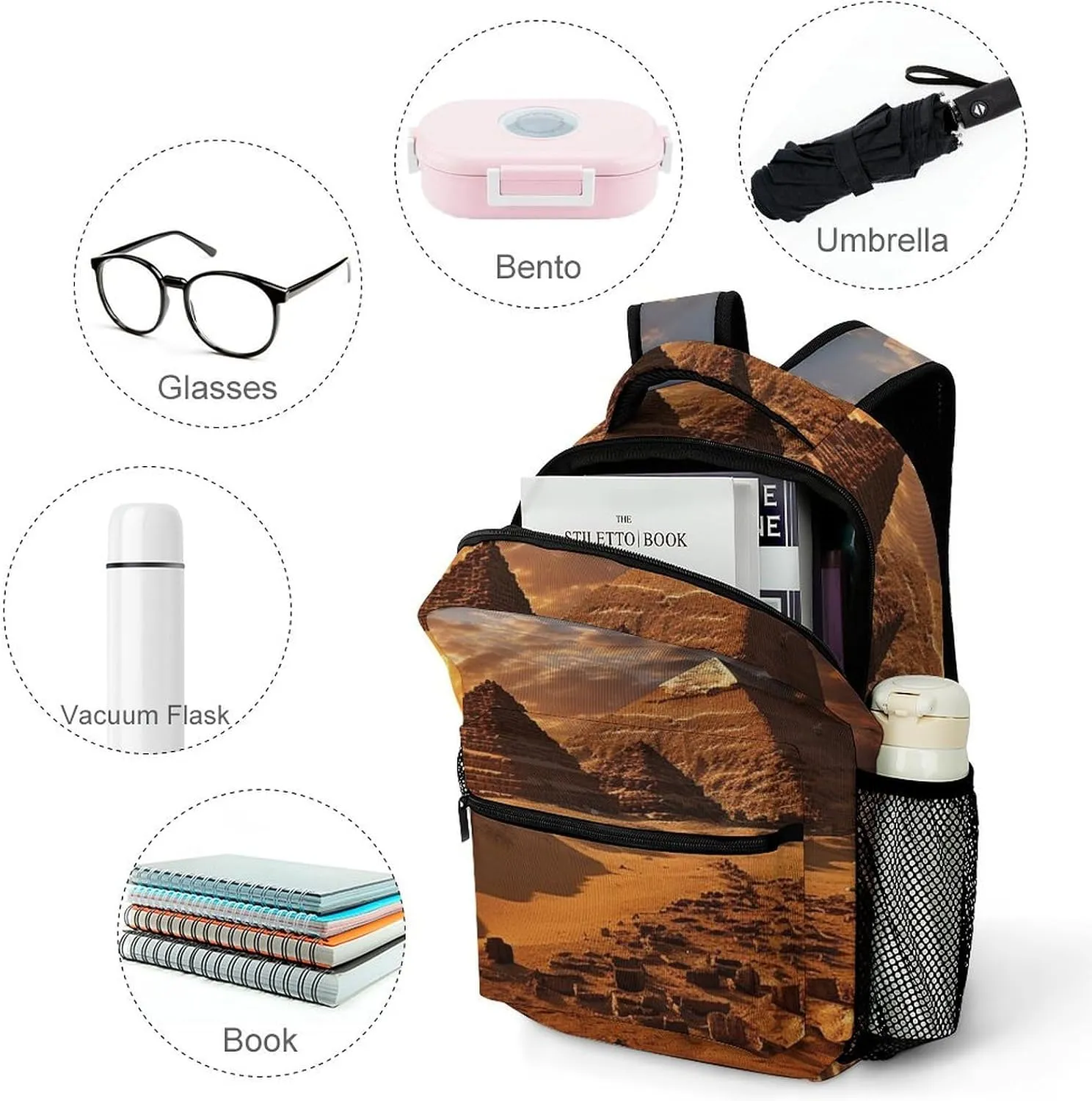 Backpacks Egyptian Pyramids Travel Bag Laptop Backpack Casual Daypack for Weekender Business Hiking