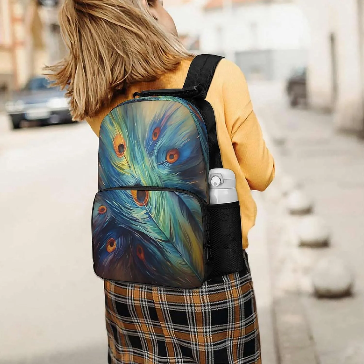 Backpacks Feather Painting Travel Bag Business Work Laptop Backpack