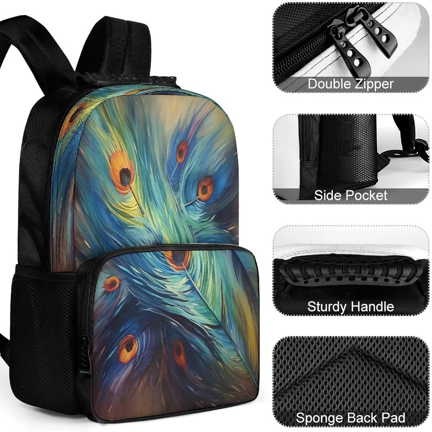 Backpacks Feather Painting Travel Bag Business Work Laptop Backpack