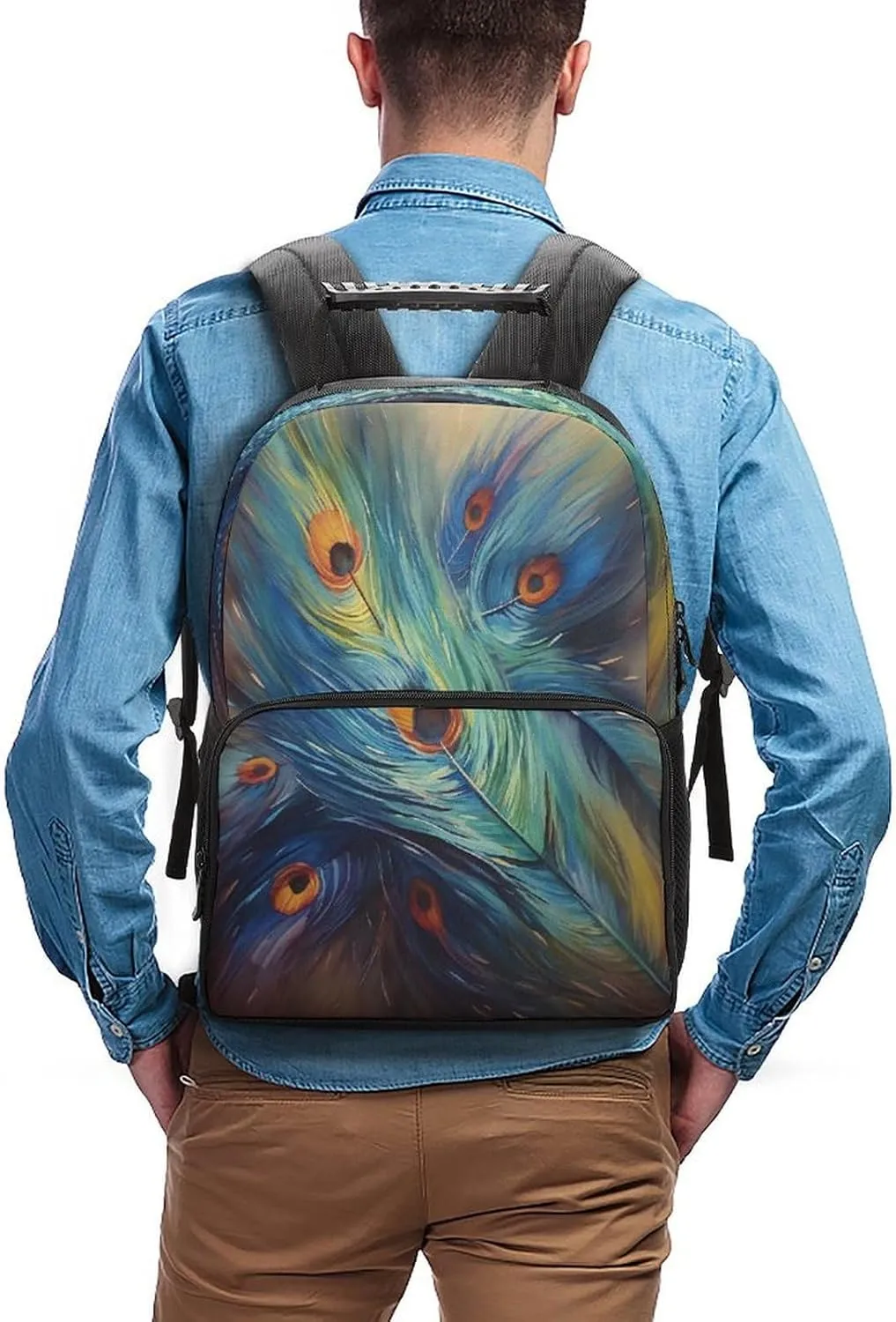 Backpacks Feather Painting Travel Bag Business Work Laptop Backpack