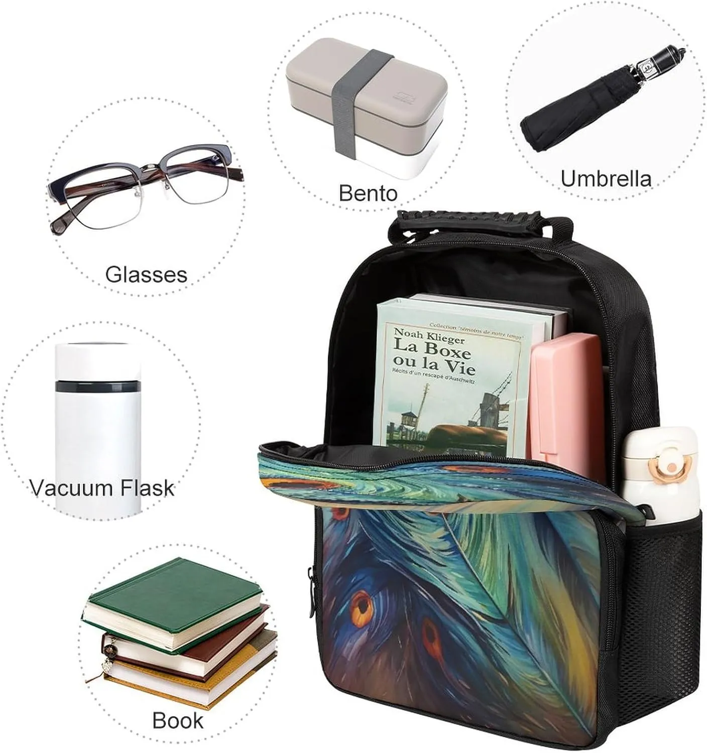 Backpacks Feather Painting Travel Bag Business Work Laptop Backpack