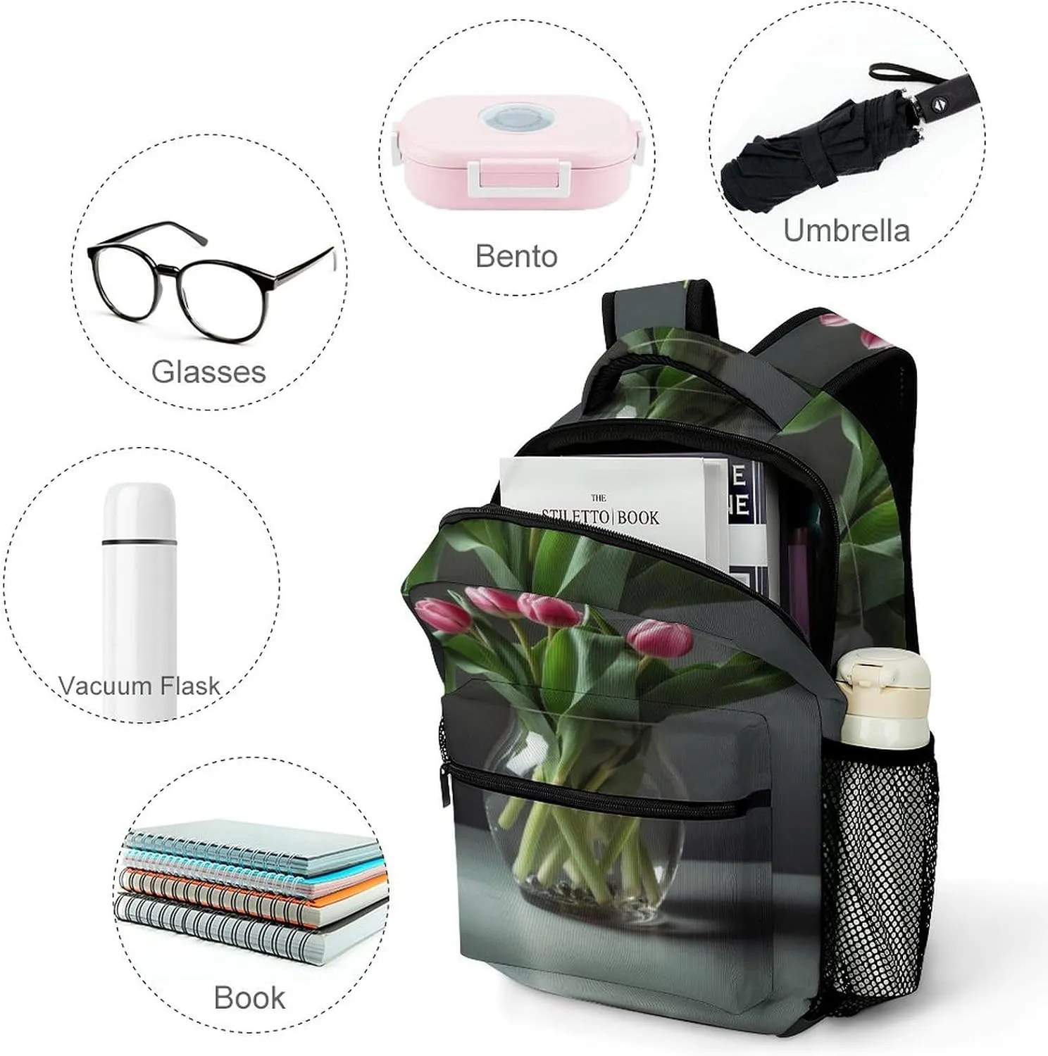 Backpacks Flowers Grow in A Bottle Travel Bag Laptop Backpack Casual Daypack for Weekender Business Hiking