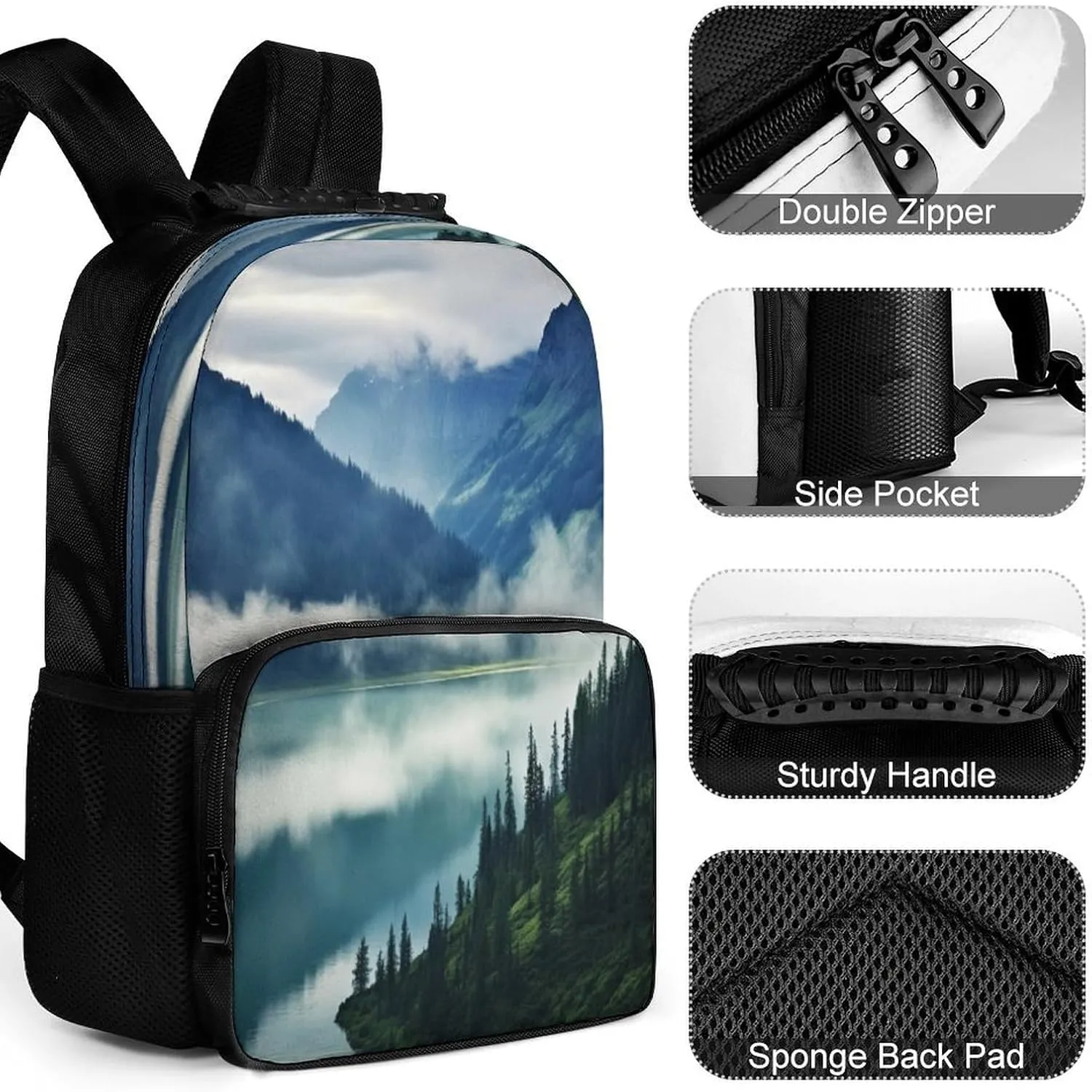 Backpacks Foggy Mountains Landscape Travel Bag Business Work Laptop Backpack
