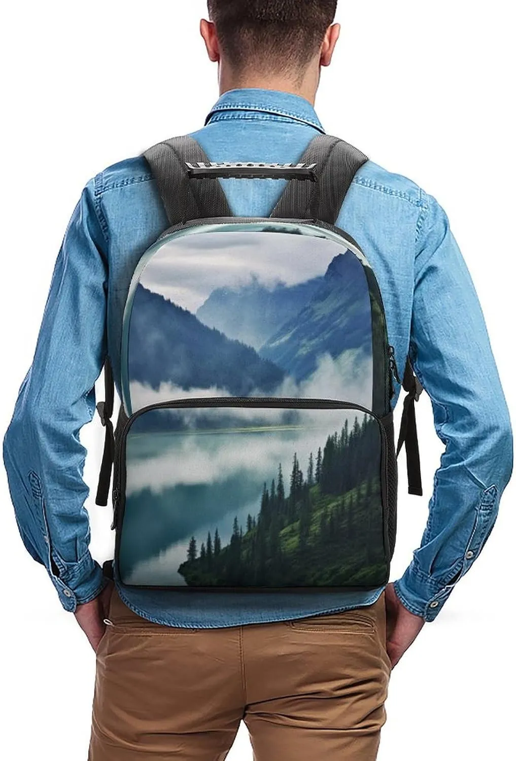 Backpacks Foggy Mountains Landscape Travel Bag Business Work Laptop Backpack