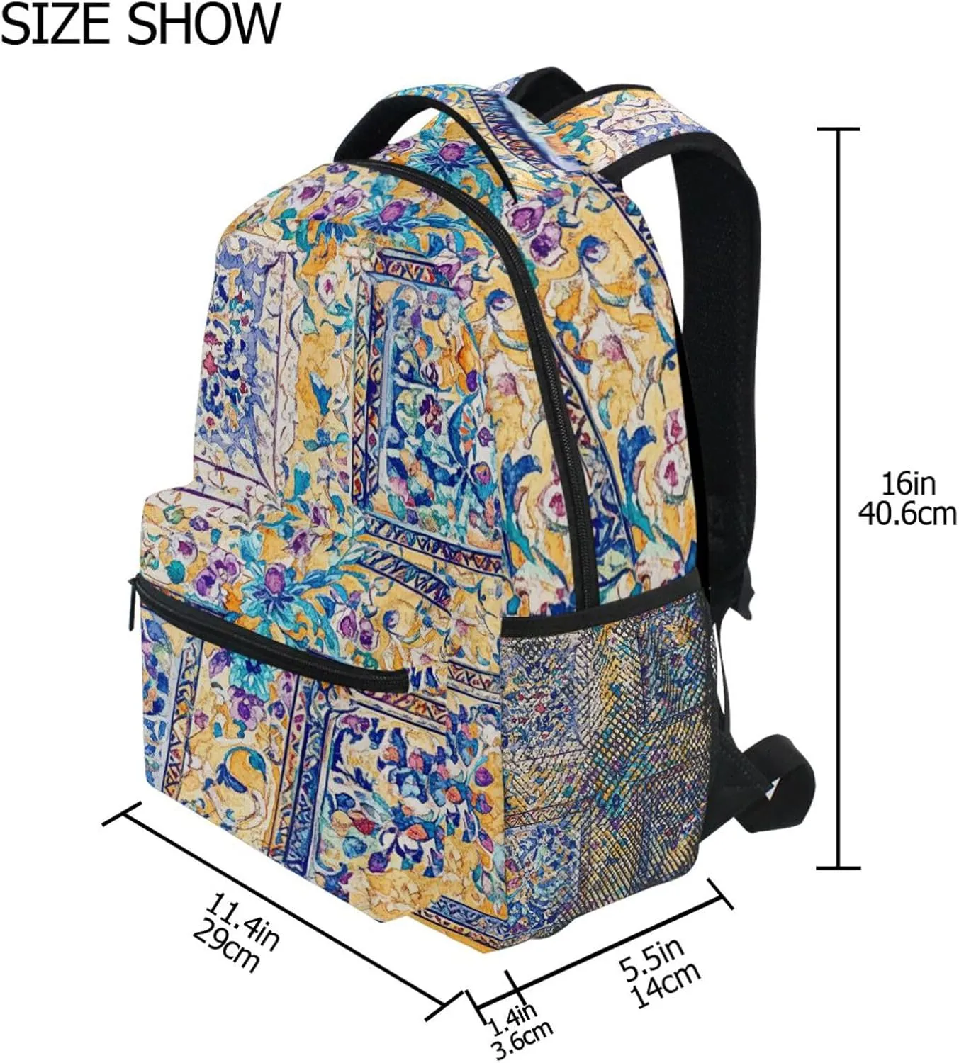 Backpacks for Men Women Fashion Travel Laptop Backpack with Chest Strap for Travel Trip Bohemian Boho Vintage Mandala Style Flower