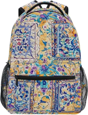 Backpacks for Men Women Fashion Travel Laptop Backpack with Chest Strap for Travel Trip Bohemian Boho Vintage Mandala Style Flower