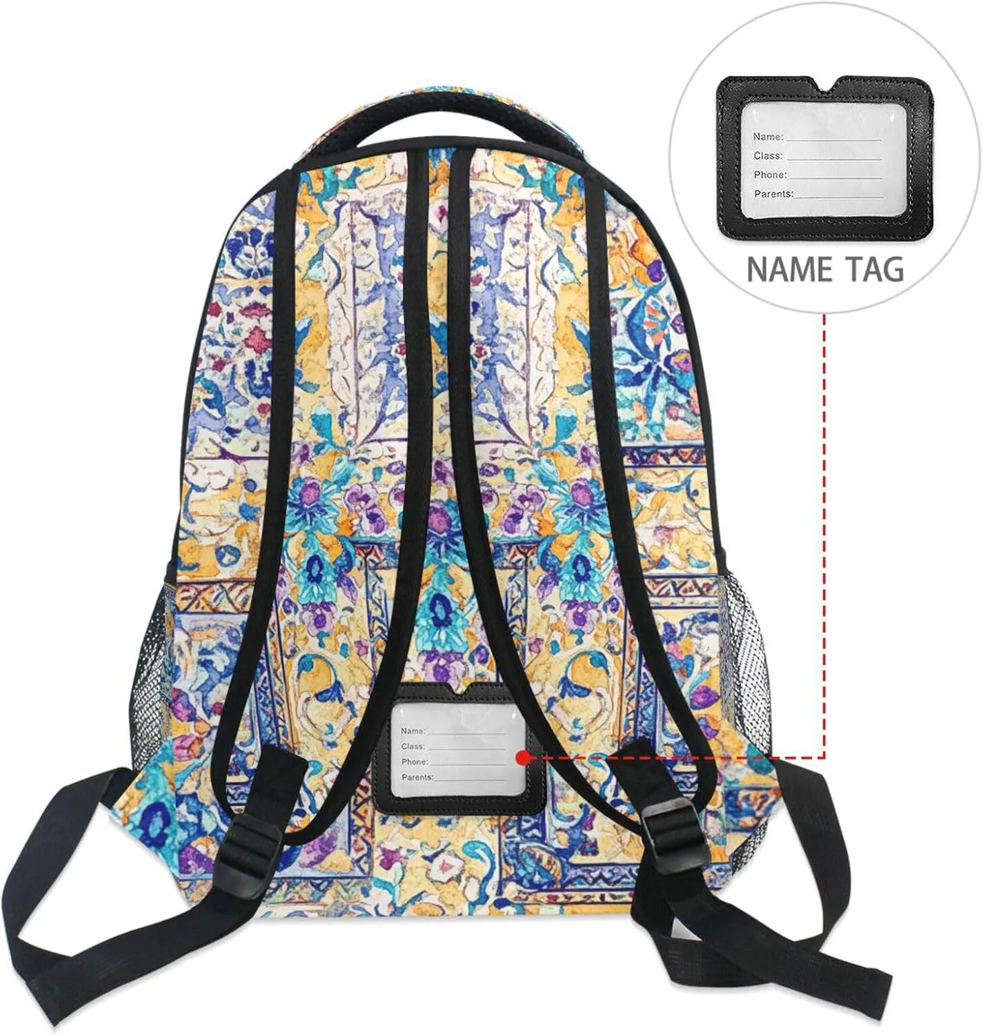 Backpacks for Men Women Fashion Travel Laptop Backpack with Chest Strap for Travel Trip Bohemian Boho Vintage Mandala Style Flower