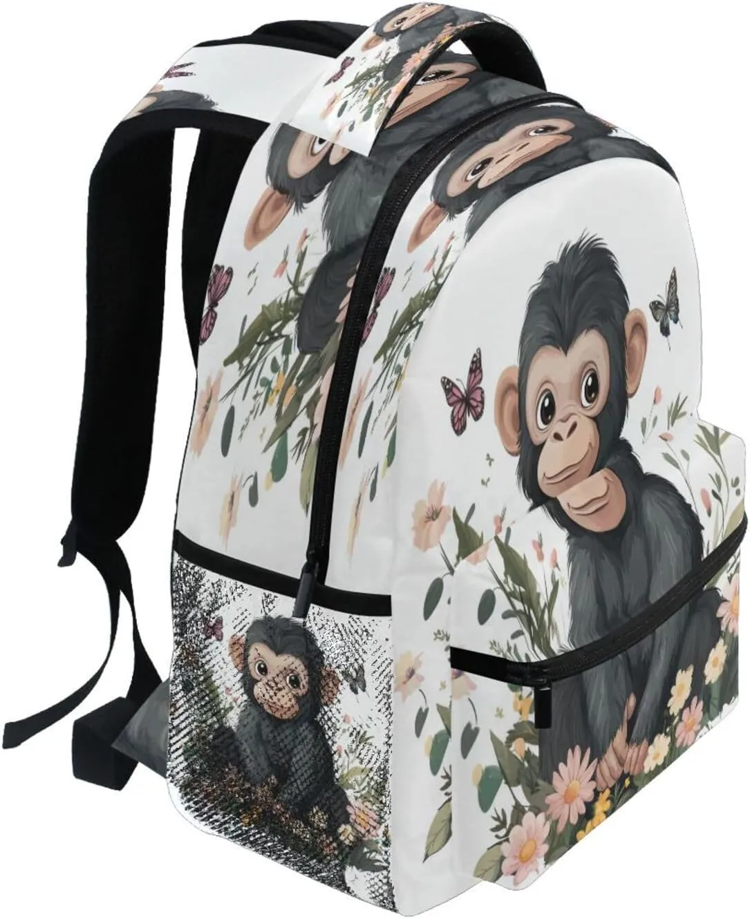 Backpacks for Teacher Nurse Fashion Backpack with Chest Strap for Business Work College Travel Trip Cute Rhinopithecus White