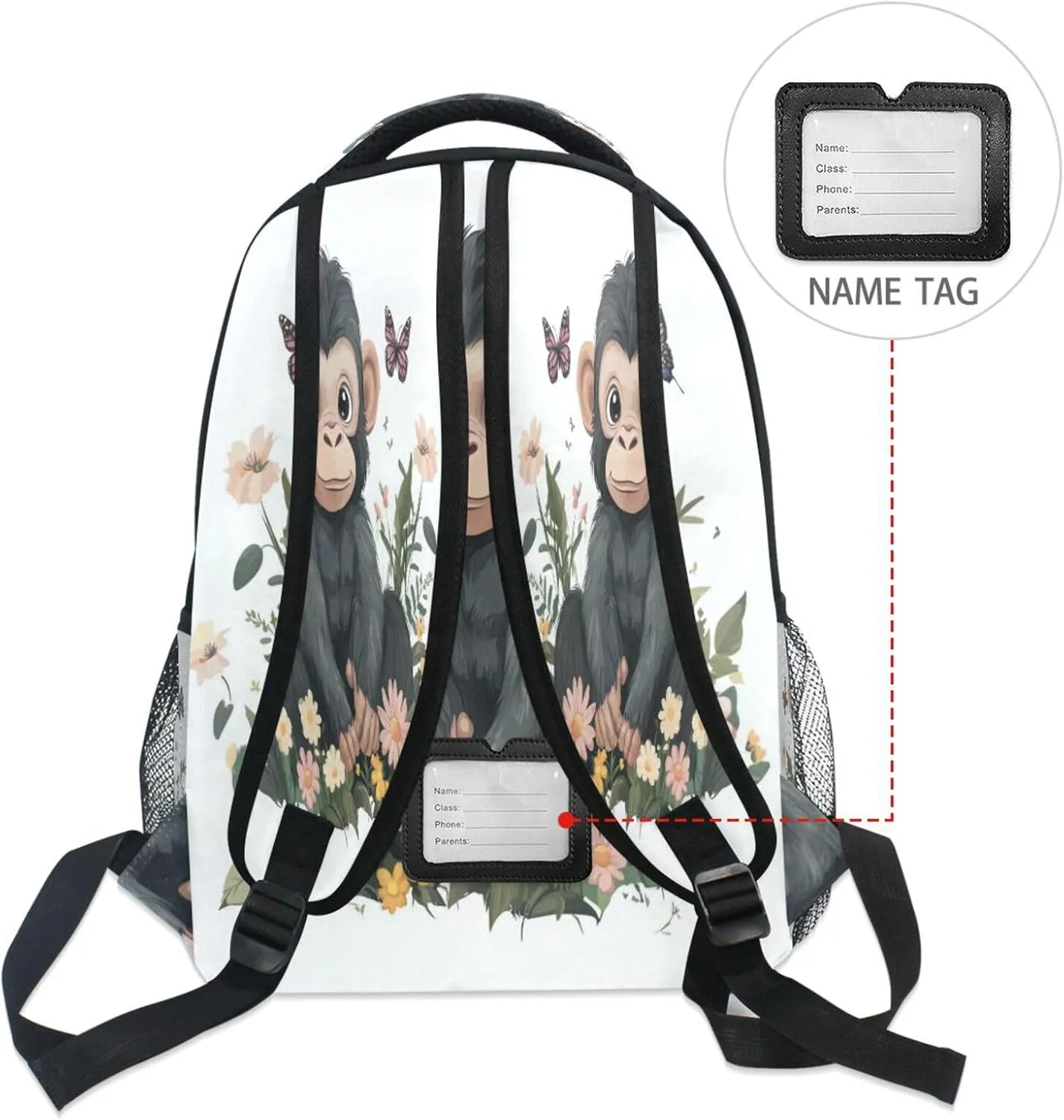 Backpacks for Teacher Nurse Fashion Backpack with Chest Strap for Business Work College Travel Trip Cute Rhinopithecus White