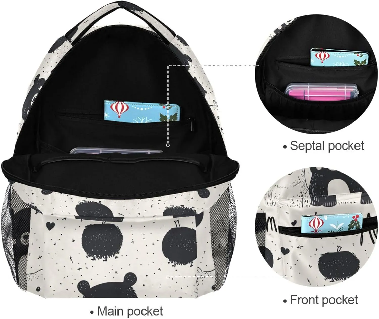 Backpacks for Teenager Waterproof College School Computer Bag with Chest Strap for Travel Trip Parents' Day Bear Family