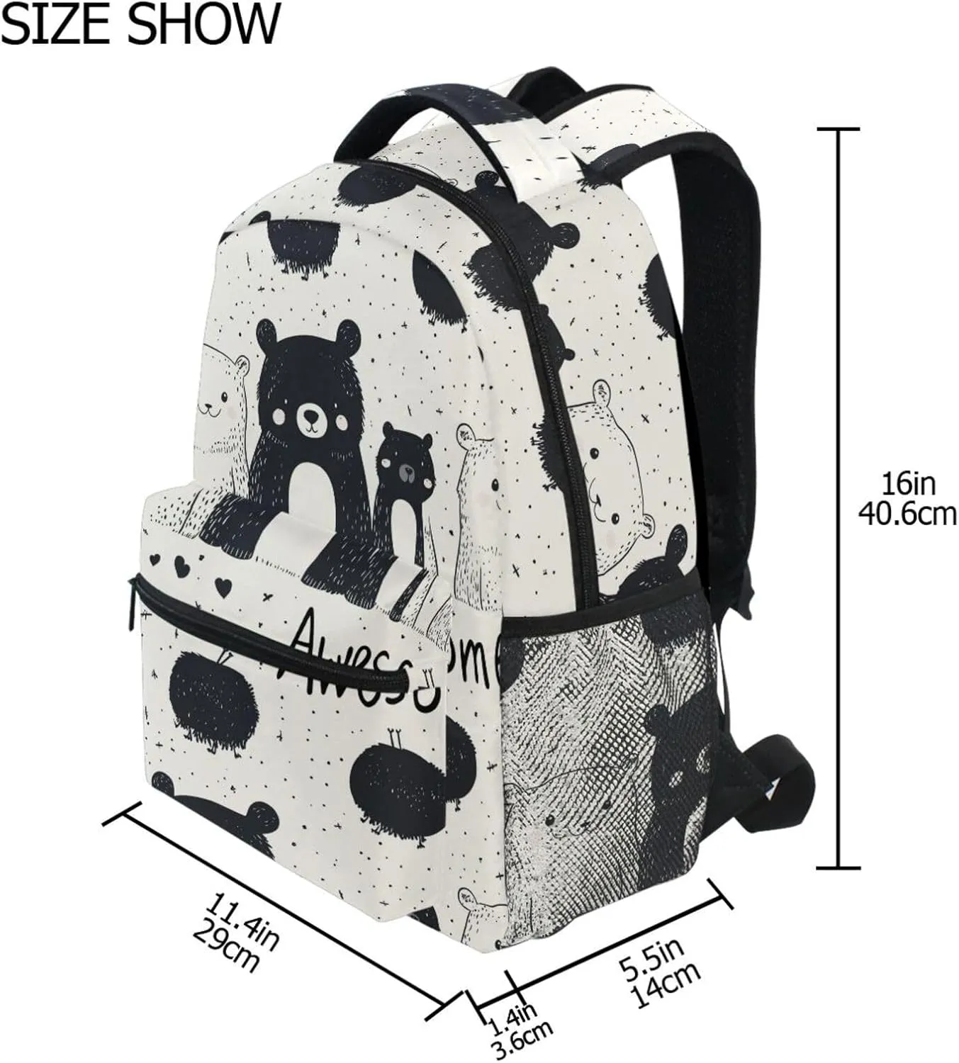 Backpacks for Teenager Waterproof College School Computer Bag with Chest Strap for Travel Trip Parents' Day Bear Family