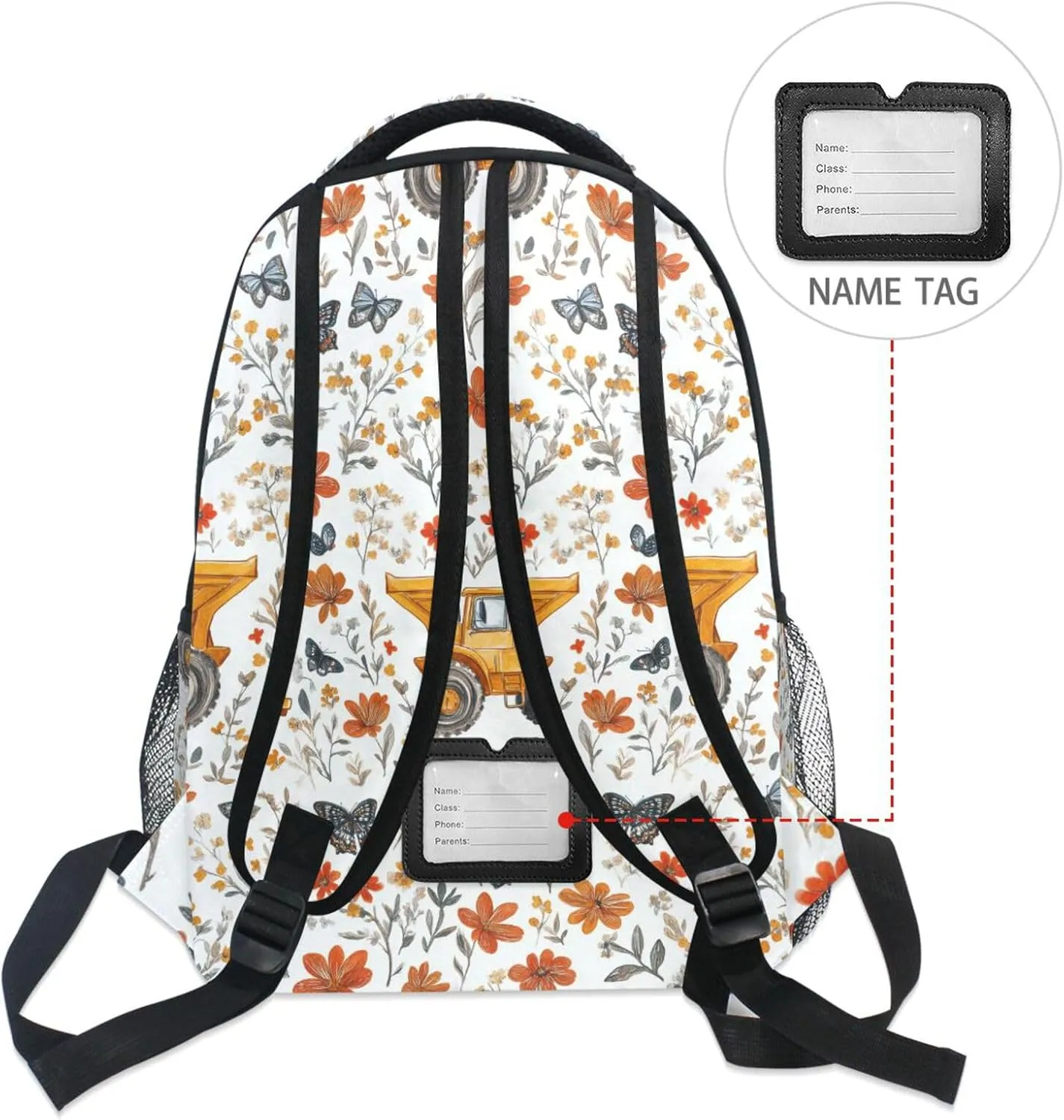 Backpacks for Unisex Adult Fashion Stylish Travel Bags with Chest Strap for Business Work College Travel Trip Construction Truck Cartoon Dump Truck