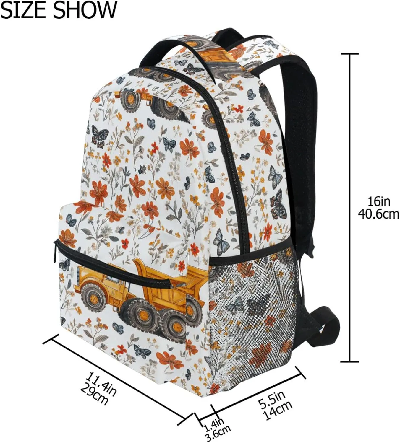 Backpacks for Unisex Adult Fashion Stylish Travel Bags with Chest Strap for Business Work College Travel Trip Construction Truck Cartoon Dump Truck