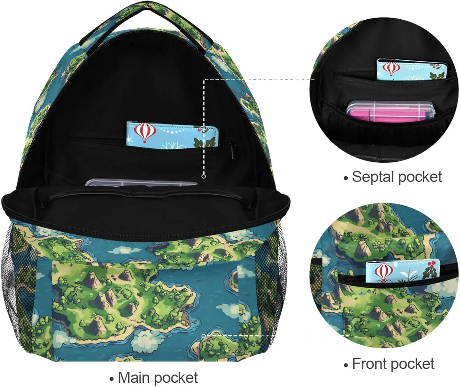Backpacks for Women Men Fashion Laptop Bag with Chest Strap for Business Work College Travel Trip Game Map