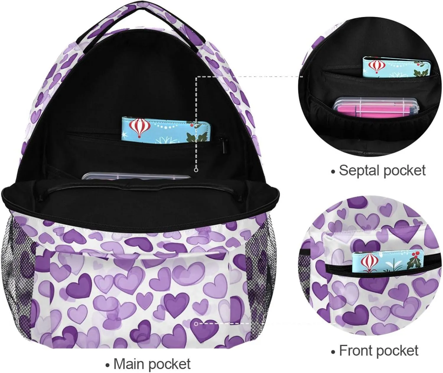 Backpacks for Women Men Waterproof Business Work Bag with Chest Strap for Business Work College Travel Trip Purple Heart Day Purple Heart