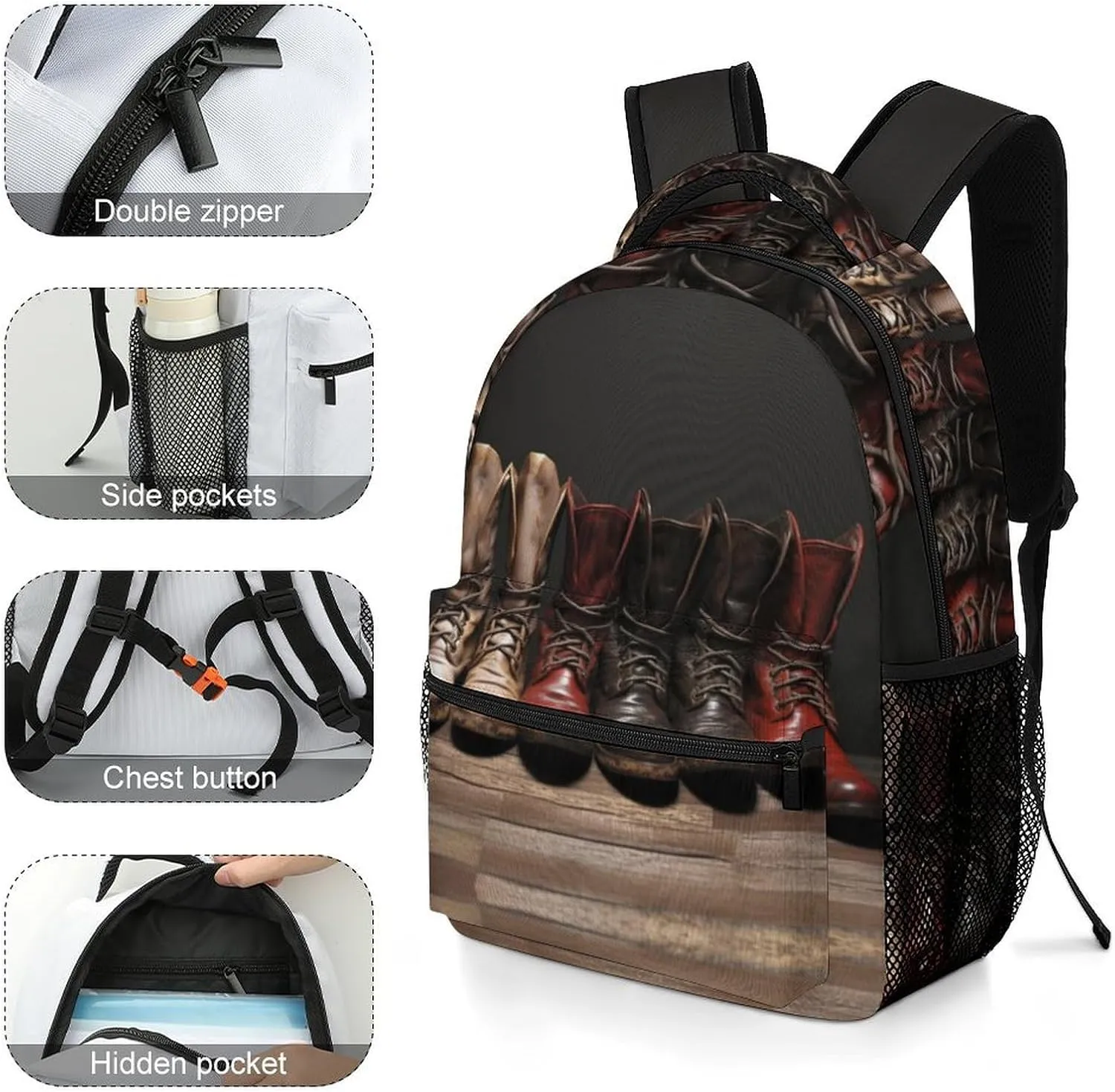 Backpacks Leather Boots Travel Bag Laptop Backpack Casual Daypack for Weekender Business Hiking