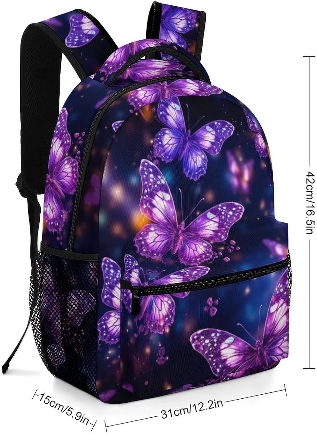 Backpacks Purple Cute Butterfly Print Travel Bag Laptop Backpack Casual Daypack for Weekender Business Hiking
