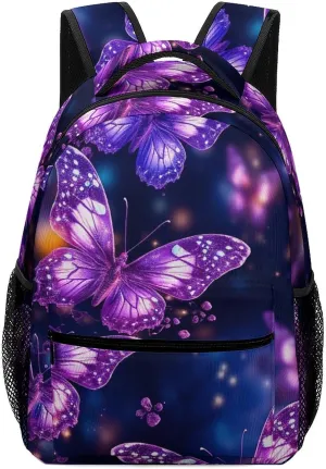 Backpacks Purple Cute Butterfly Print Travel Bag Laptop Backpack Casual Daypack for Weekender Business Hiking