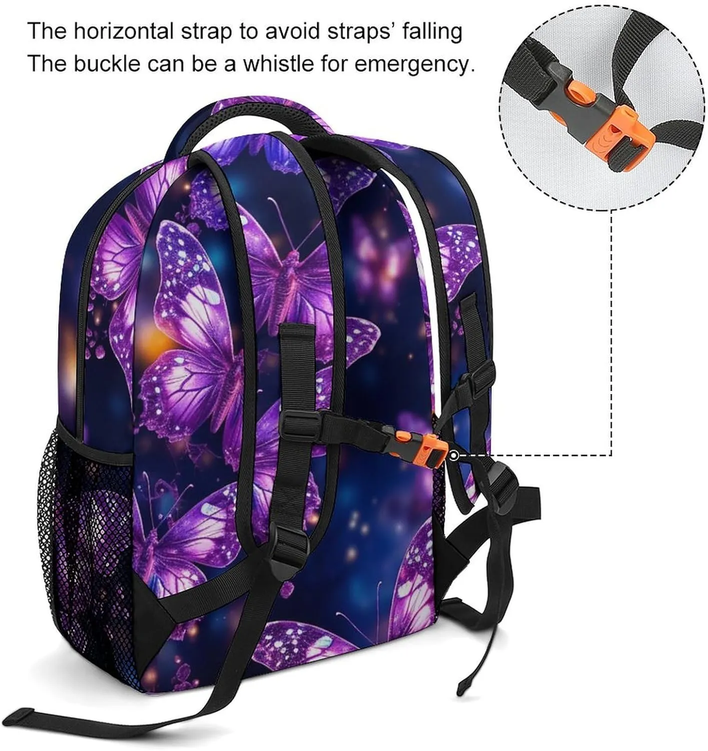 Backpacks Purple Cute Butterfly Print Travel Bag Laptop Backpack Casual Daypack for Weekender Business Hiking