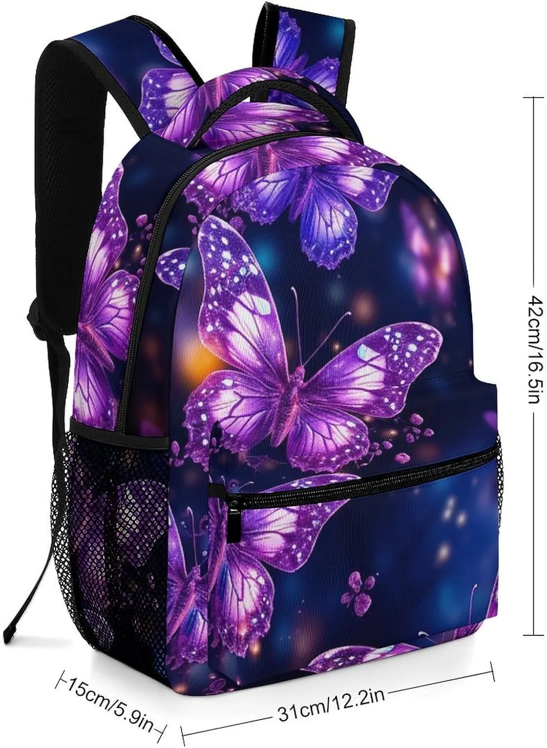 Backpacks Purple Cute Butterfly Print Travel Bag Laptop Backpack Casual Daypack for Weekender Business Hiking