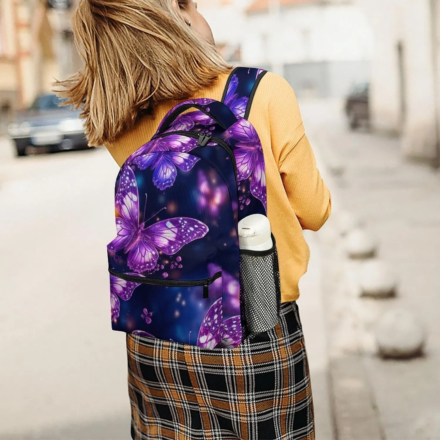 Backpacks Purple Cute Butterfly Print Travel Bag Laptop Backpack Casual Daypack for Weekender Business Hiking