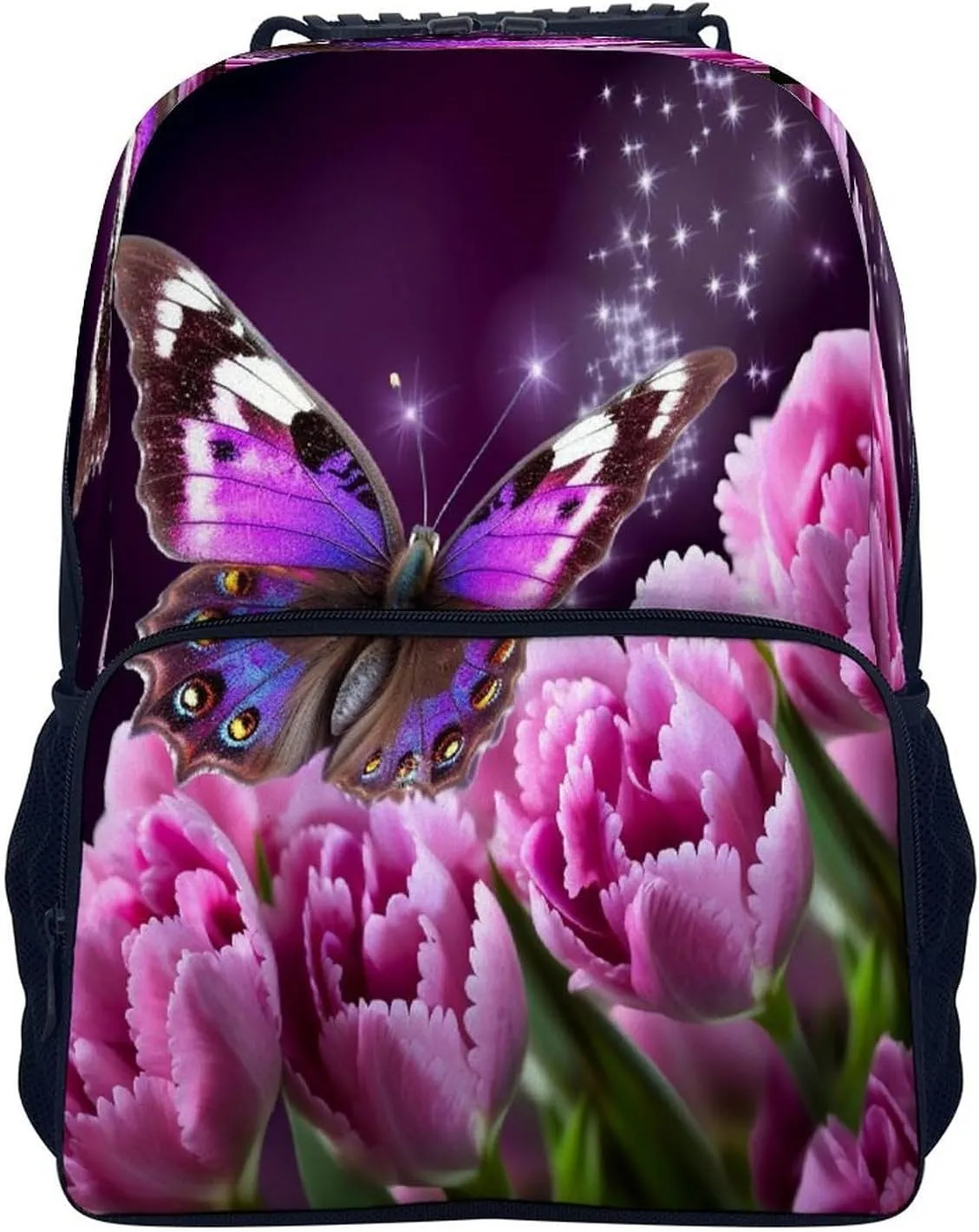 Backpacks Purple Flower Butterfly Travel Bag Business Work Laptop Backpack