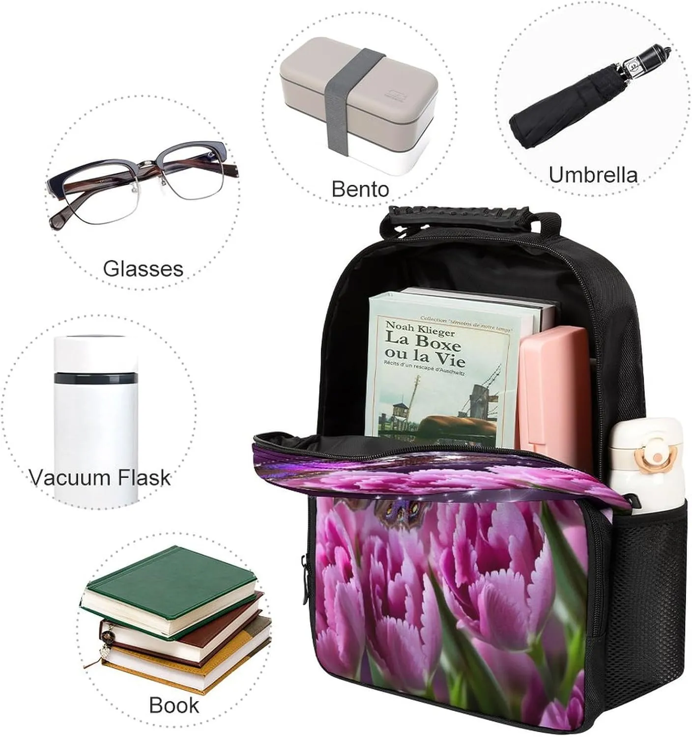 Backpacks Purple Flower Butterfly Travel Bag Business Work Laptop Backpack
