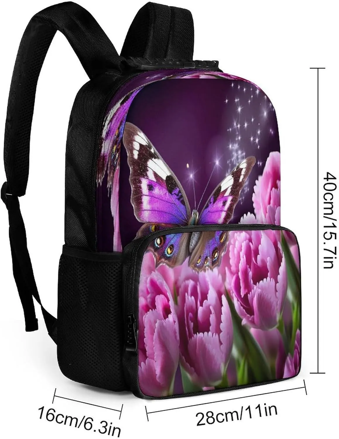Backpacks Purple Flower Butterfly Travel Bag Business Work Laptop Backpack