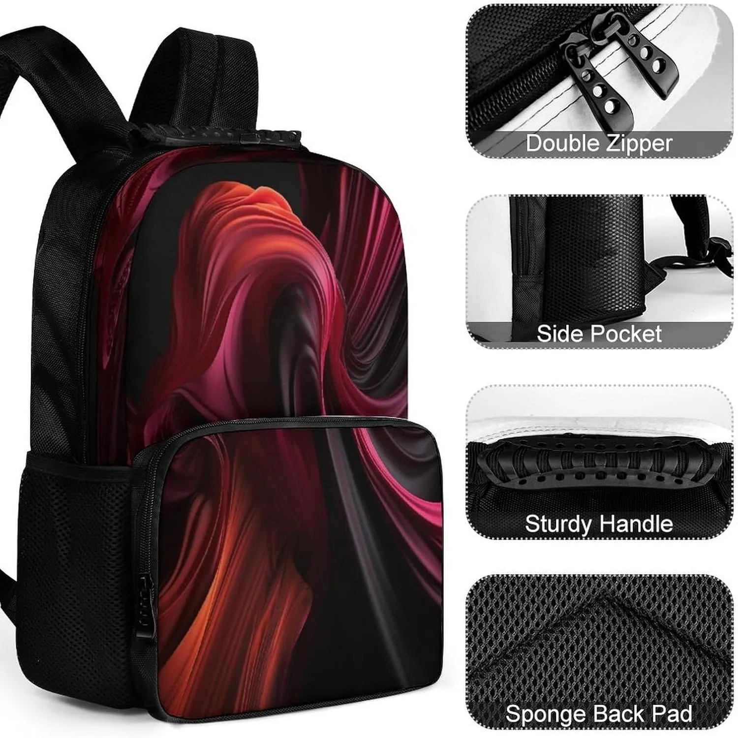 Backpacks Red Pattern Travel Bag Business Work Laptop Backpack