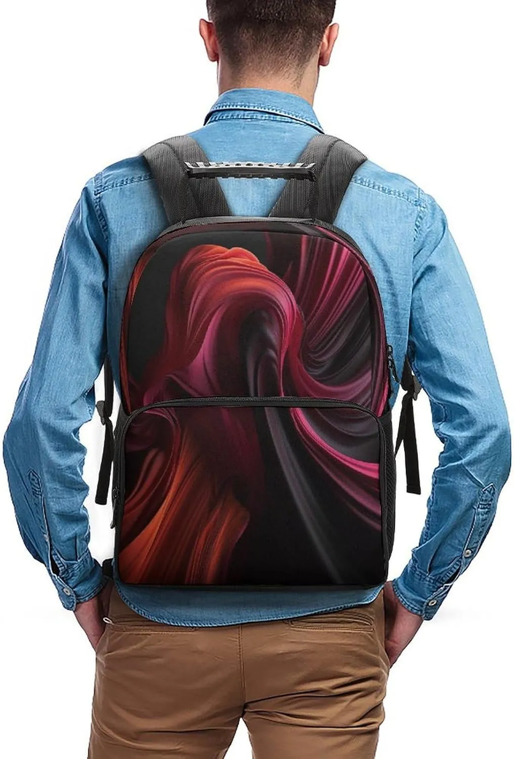 Backpacks Red Pattern Travel Bag Business Work Laptop Backpack