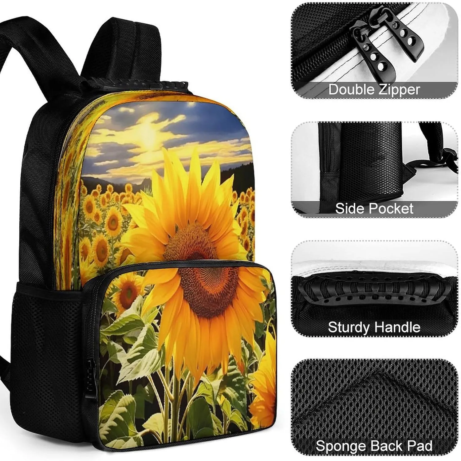 Backpacks Sunflowers Drawing Travel Bag Business Work Laptop Backpack