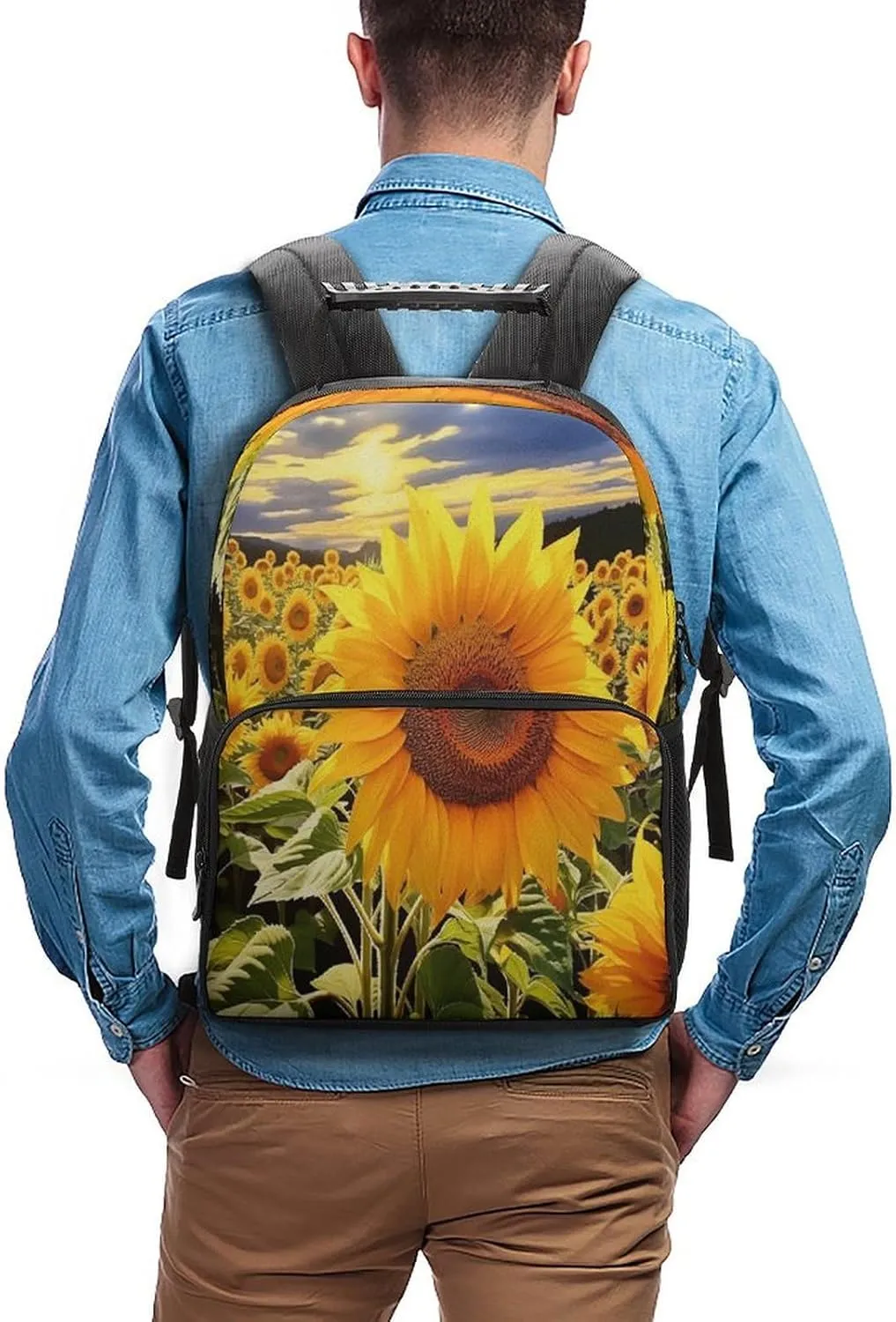 Backpacks Sunflowers Drawing Travel Bag Business Work Laptop Backpack