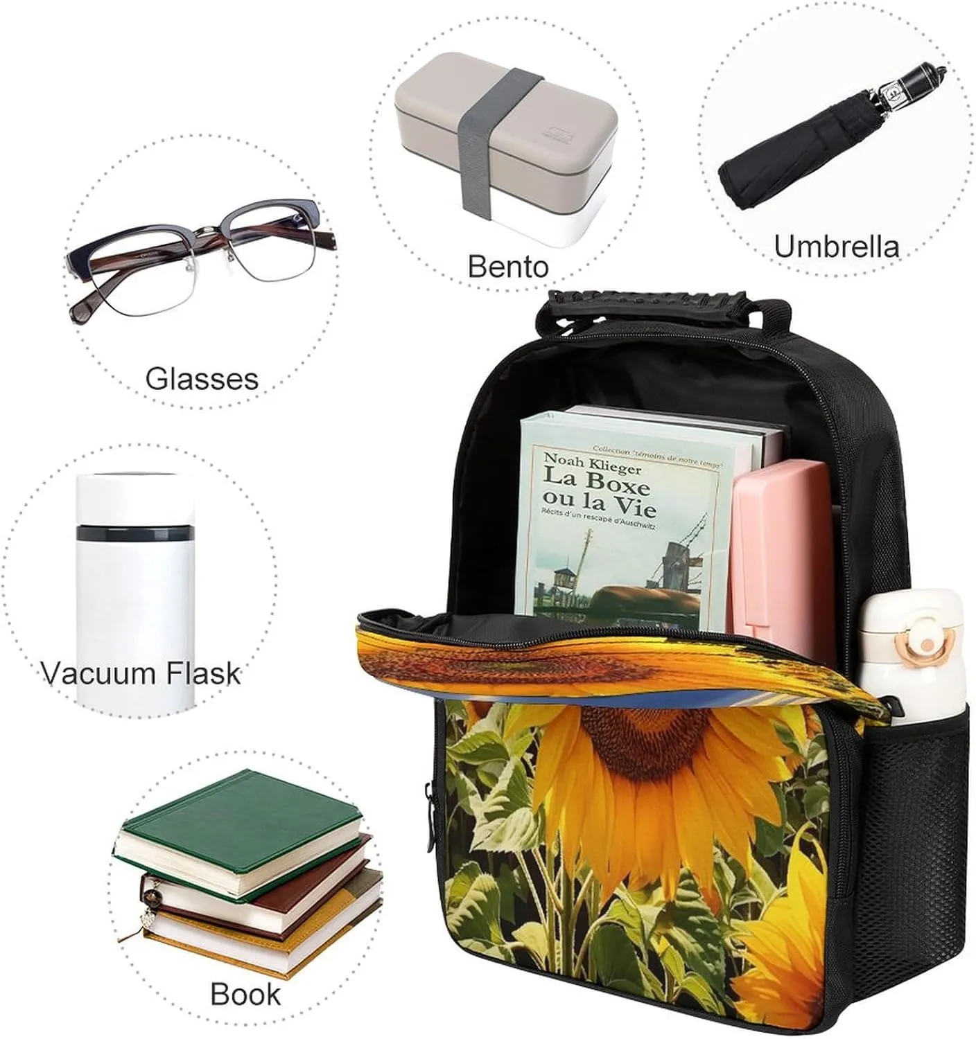 Backpacks Sunflowers Drawing Travel Bag Business Work Laptop Backpack