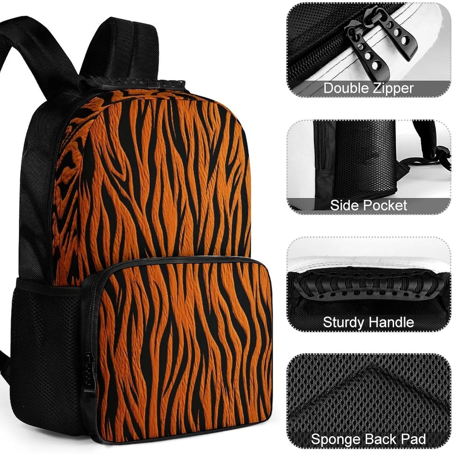Backpacks Tiger Stripes Orange Travel Bag Business Work Laptop Backpack, 40x28x16cm