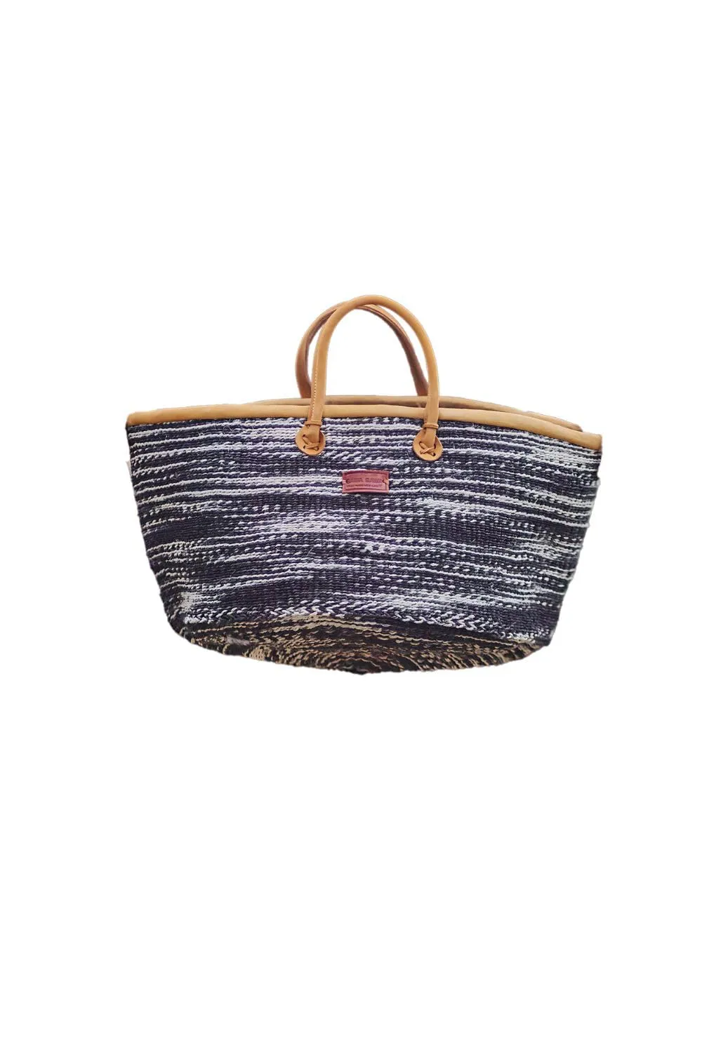 Balance Art Wide Handmade Economical Sisal Tote Bag, Market Grocery Shopping Bags with Leather Strap Handles and Button Closure, Summer Beach Basket Handbag, Large Straw Shoulder Purse for Women