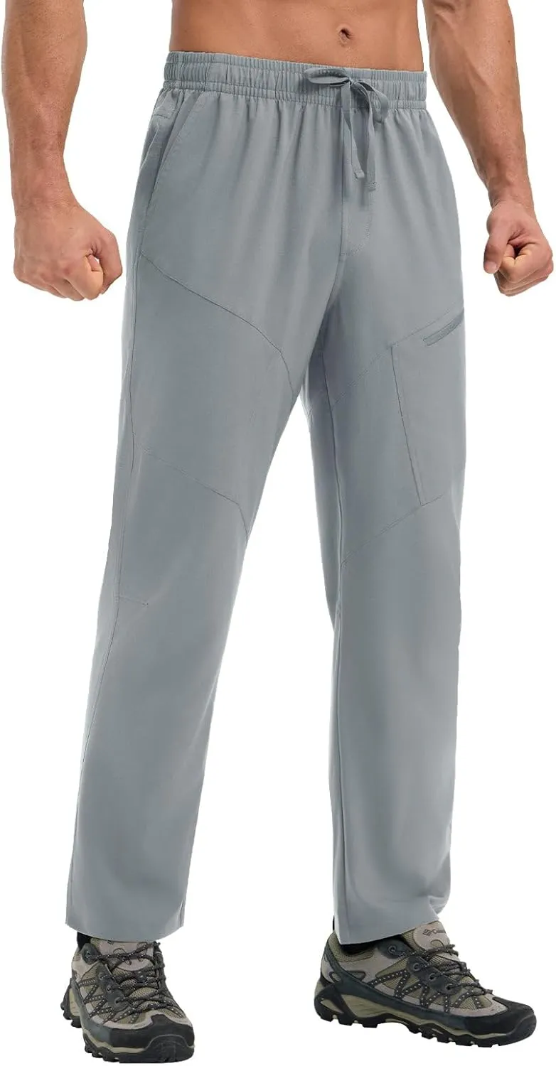 baleaf Men's Hiking Pants Ripstop Water Resistant Cargo Quick Dry Travel Elastic Waist with Zip Pockets UPF 50  Work